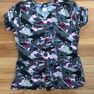 Pink camo scrub top